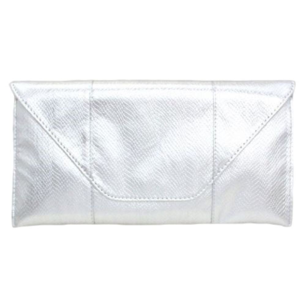 NWT Oversized Silver Clutch Super Soft Leather
